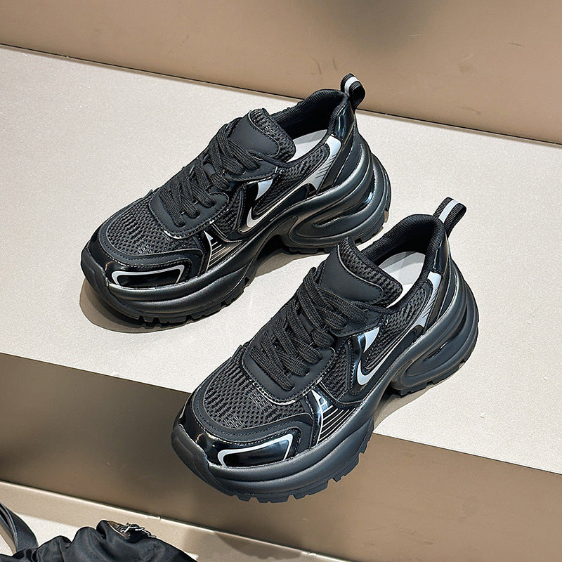 Women's Sier Platform Genuine Elevator Dad Height Sneakers