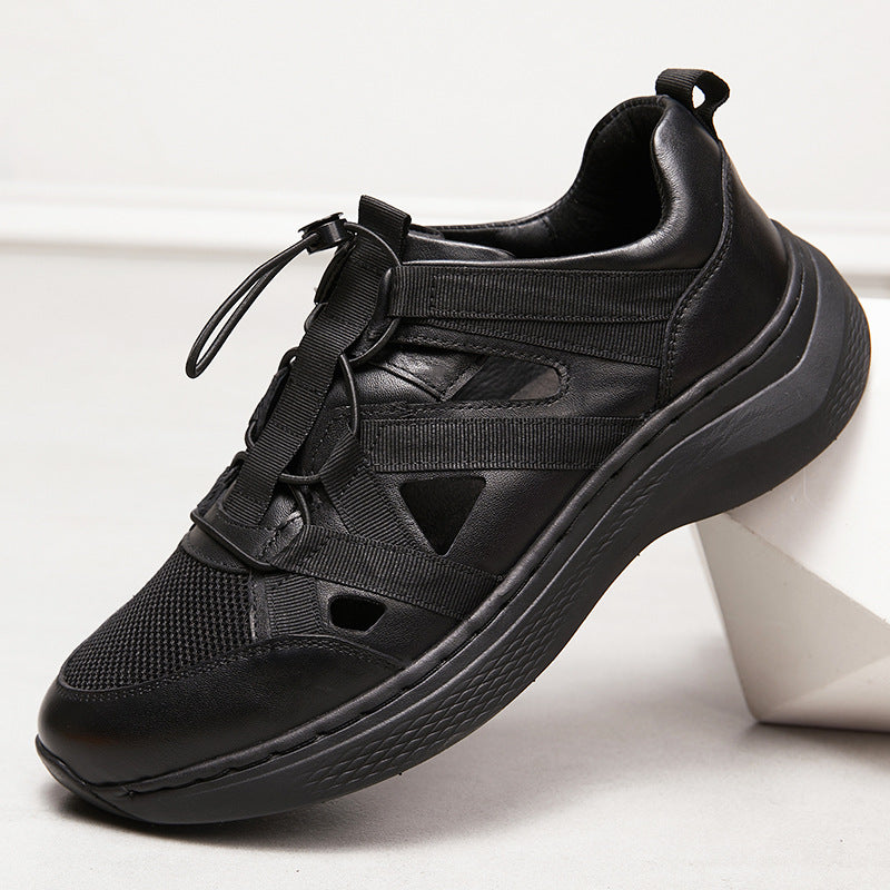 Men's Cowhide Mesh Breathable Comfortable Fashion Sports Sneakers