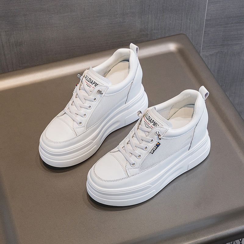 Women's Hidden Platform Korean Fashionable Popcorn White Heels