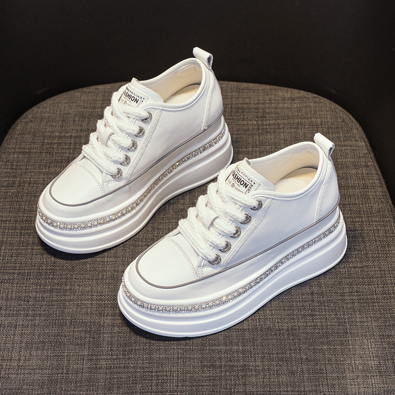 Women's Hidden White Fleece-lined Autumn Platform Sports Heels