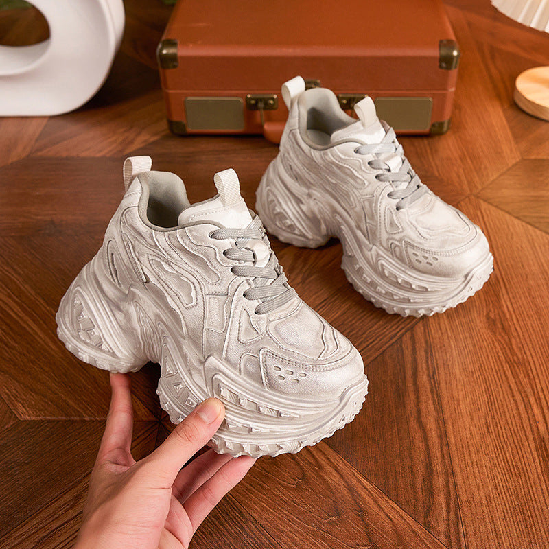 Women's Small Tall Dad Durian Bottom Platform Fashionable Sneakers