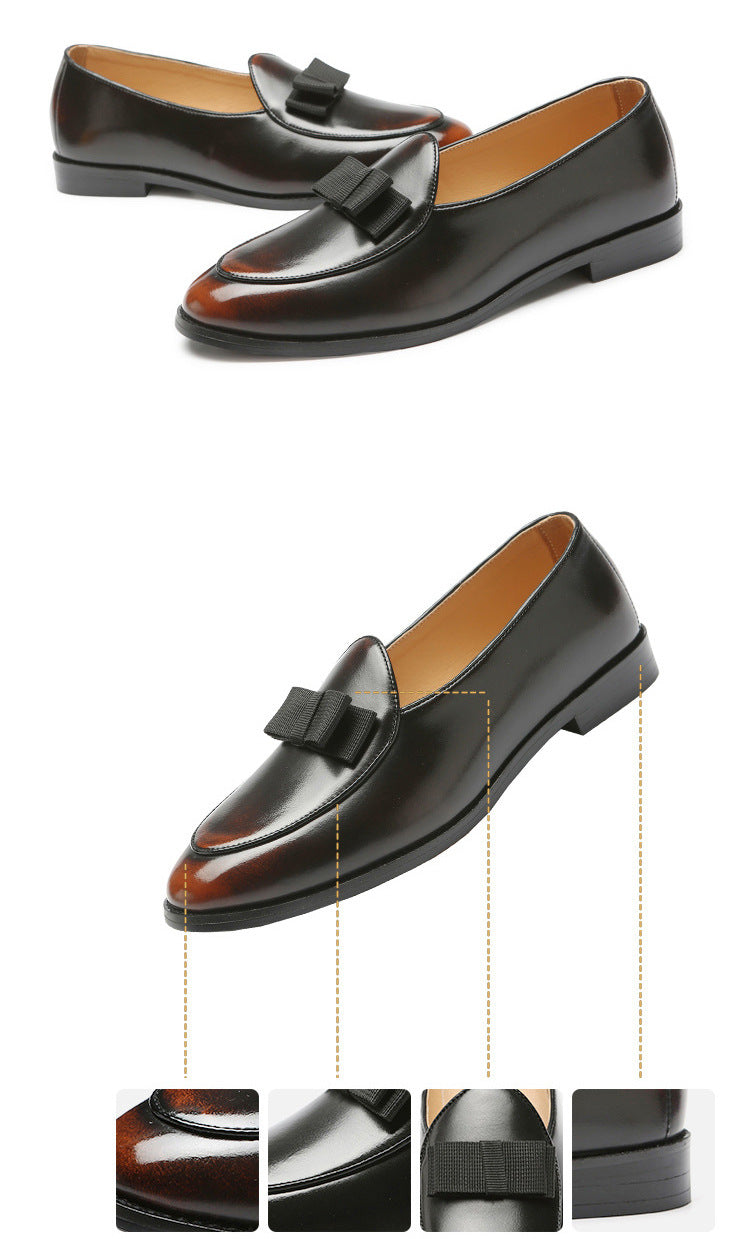 Men's Bow Fashion British One Pedal Leather Shoes