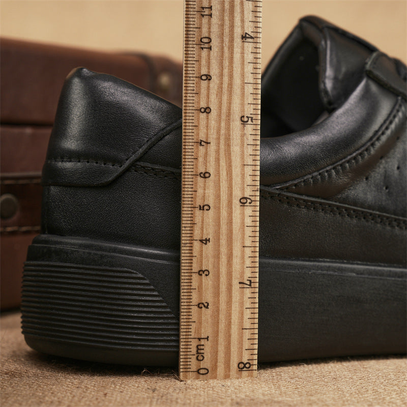Men's Trendy Genuine Black Raise The Bottom Leather Shoes