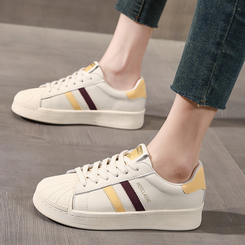Women's Thick Bottom Shell Head White Spring Lightweight Exercise Women's Casual Shoes