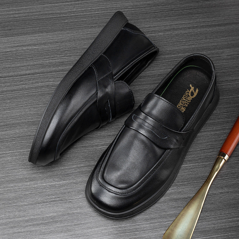 Men's Slip-on Lofter No Lace Breathable Versatile Soft Bottom Leather Shoes