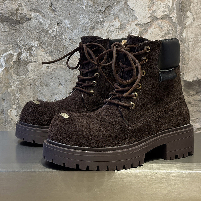 Women's & Men's Worker Platform Height Increasing British Style Boots