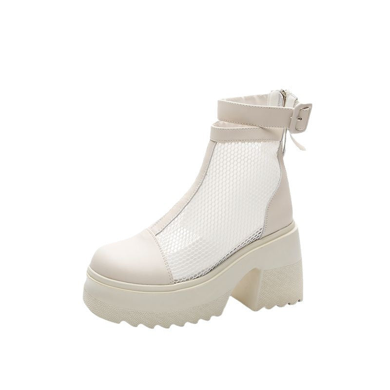 Women's Mesh Hollow Martin Summer Thin Breathable Hidden Heels