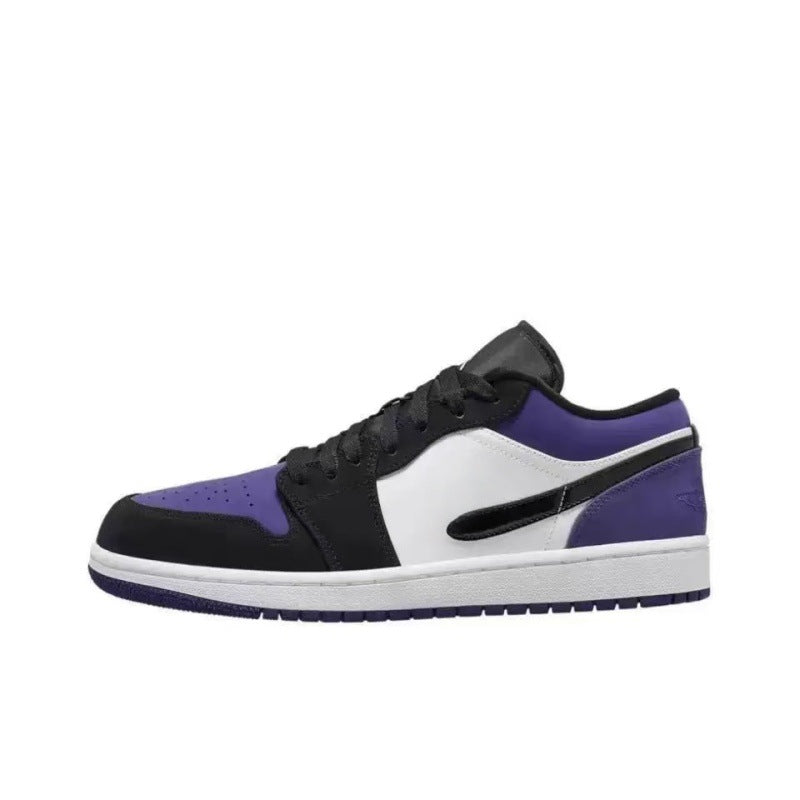 Women's & Men's Pure Original First Layer Cowhide Low Top Basketball Black Red Men's Board Shoes