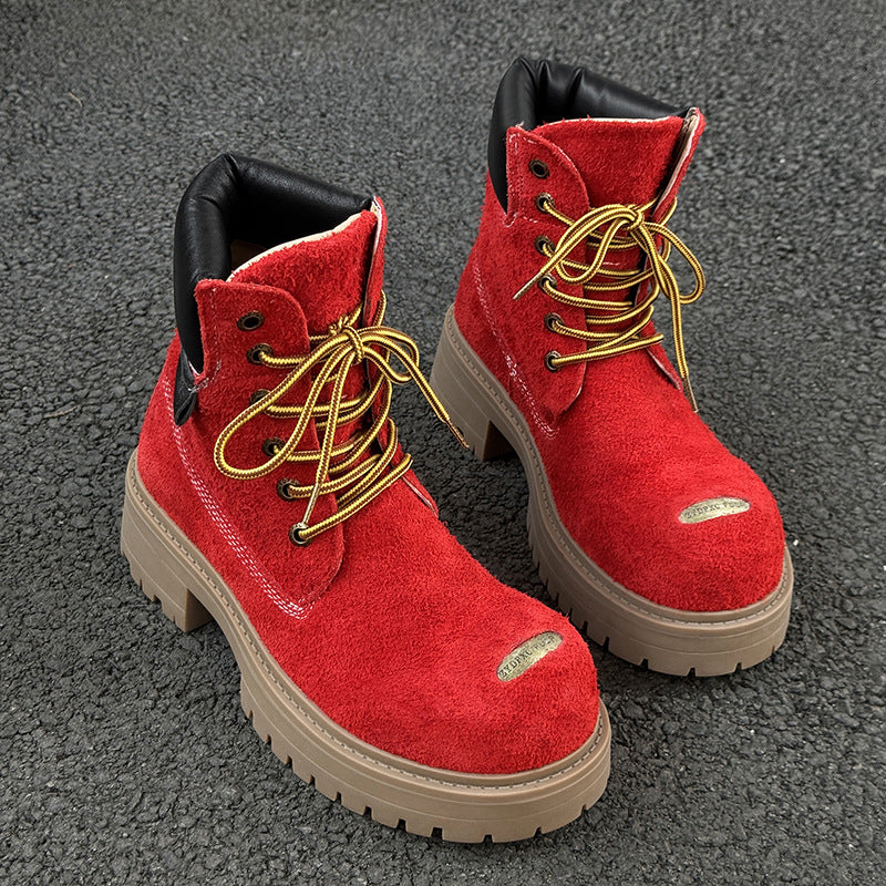 Women's & Men's Worker Platform Height Increasing British Style Boots