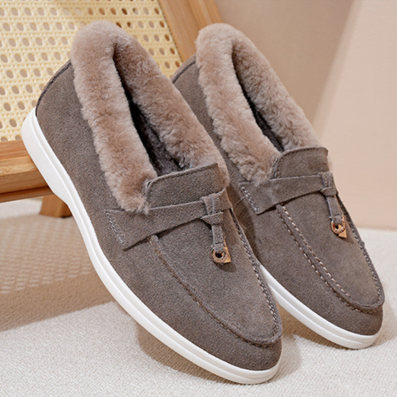 Women's Winter Outdoor Slip-on Flat Fleece-lined Warm Loafers