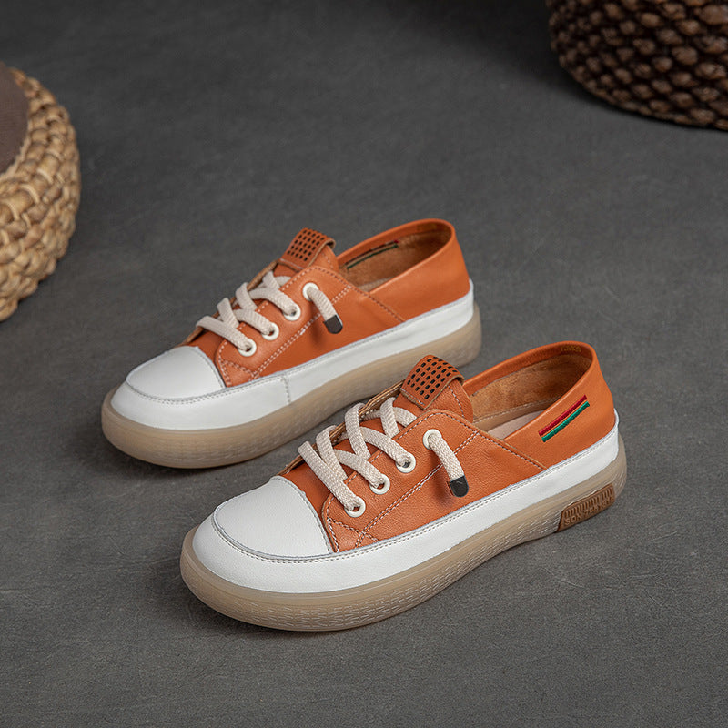 Women's Shu Autumn Low-cut Flat Pumps Round Toe White Solid Casual Shoes