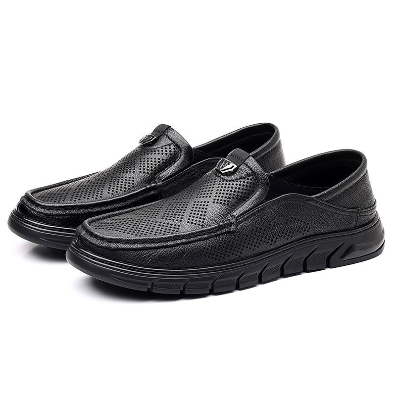 Men's Slip-on Sheepskin Hollow Summer Breathable Soft Leather Shoes