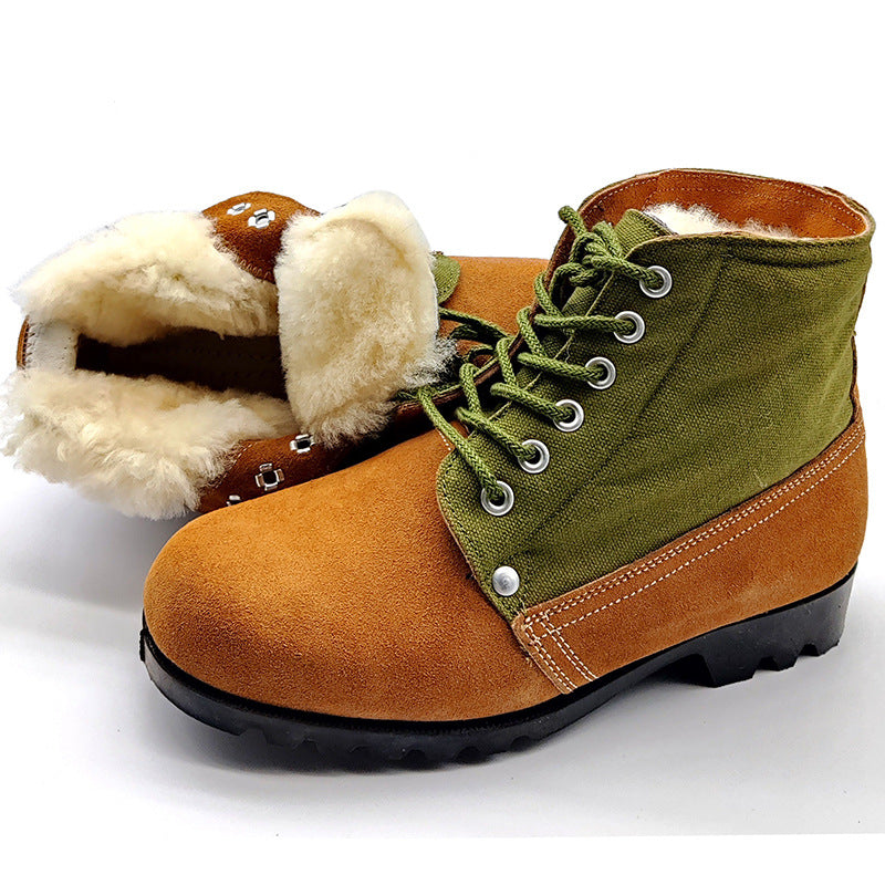 Strong Man Cold Weather Winter Fleece-lined Warm Wool Fur Men's Shoes