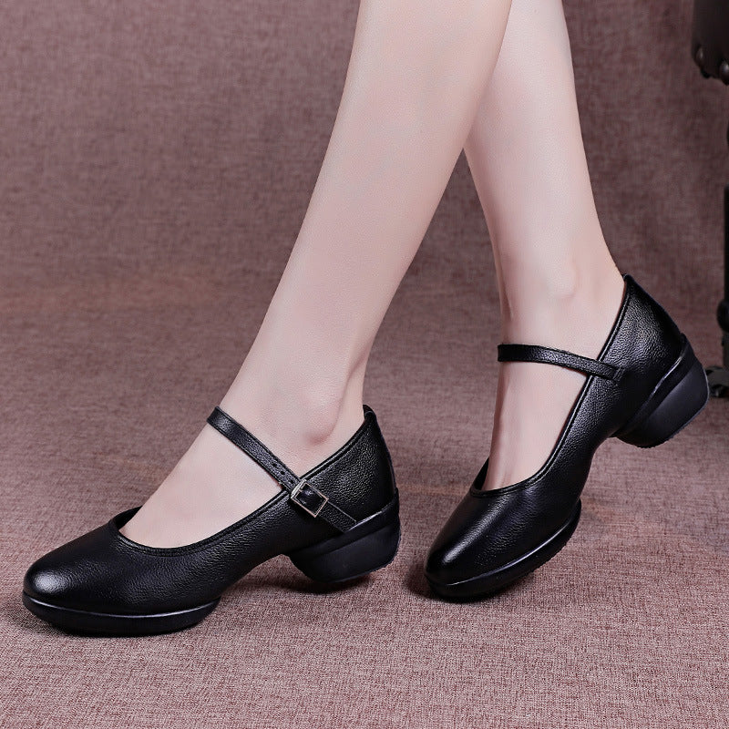 Women's Round Toe Modern Dancing Cowhide Soft Bottom Sports For Sneakers