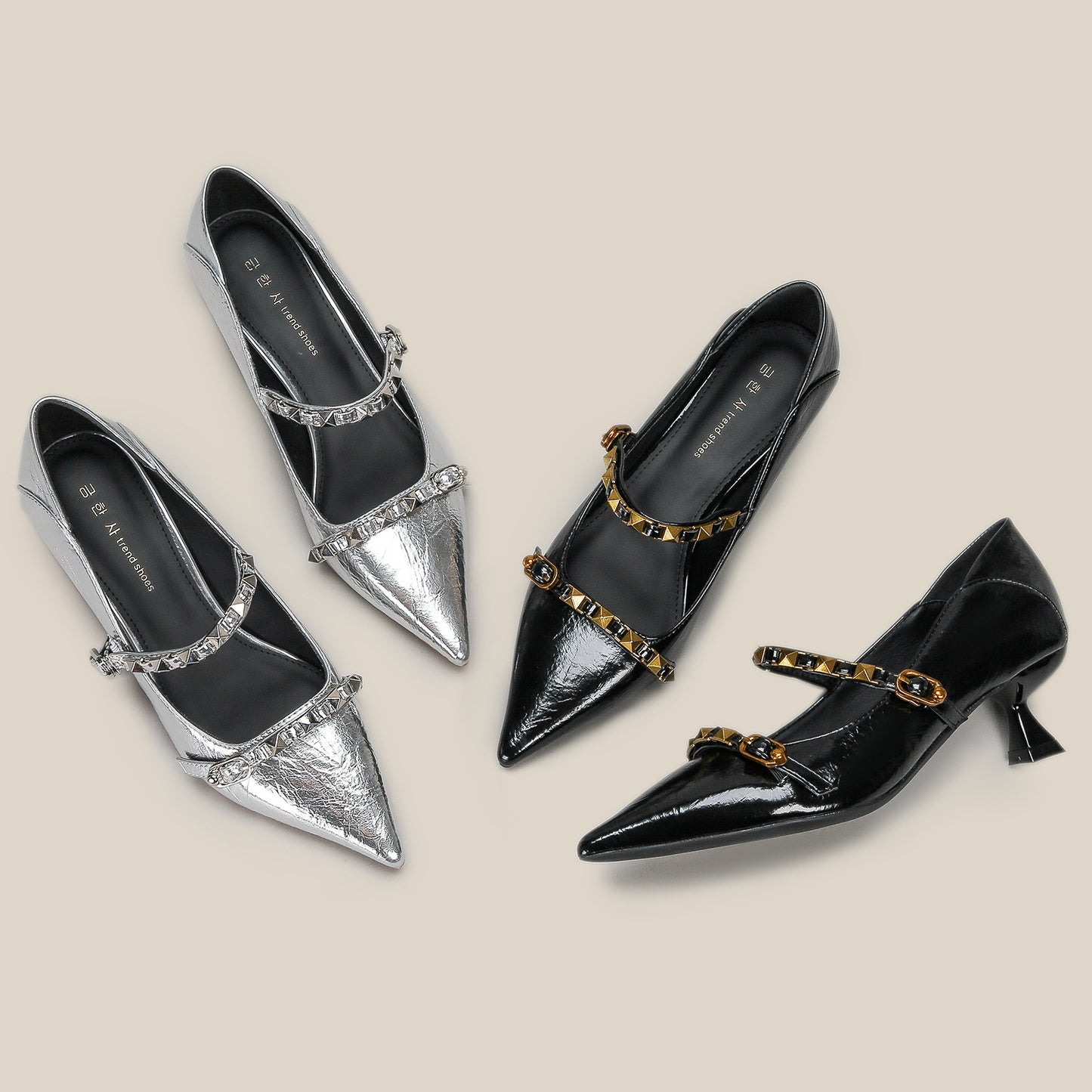Women's Pointed Toe Sier Rivet High With Women's Shoes
