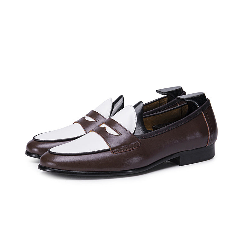 Men's Layer Cowhide British Soft Bottom Business Suit Summer Loafers