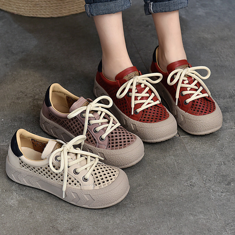Women's Two-pair Cowhide Hollow With Thick Sole Sandals