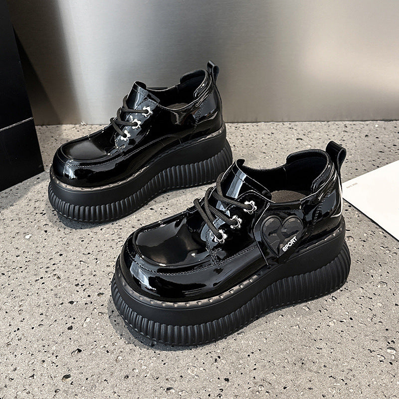 Women's Platform Spring British Style Height Increasing Leather Shoes