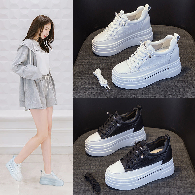 Women's Four Thick-soled High Hidden White Thin Casual Shoes