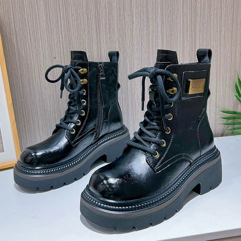 Women's Style Fashion Thick Sole Increased Genuine Boots