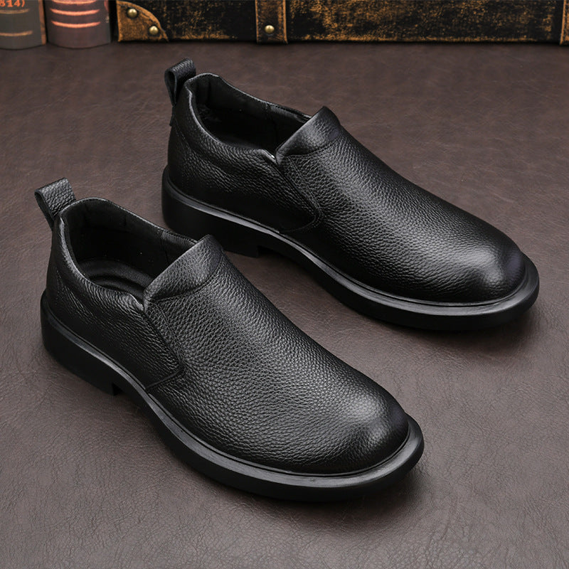 Men's First Layer Cowhide Platform Soft Autumn Slip-on Men's Shoes