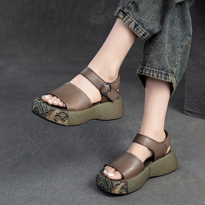 Peep Toe Light Luxury Color Matching Velcro Sandals