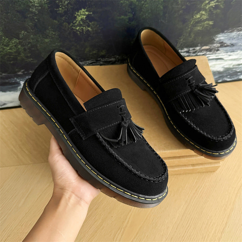 Men's Woven Tassel Slip-on Suede British Derby Boots