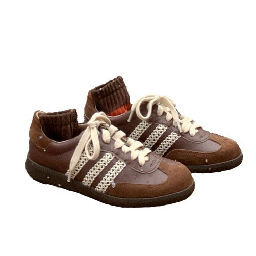 Women's German Training Large Collection Three Bars Cowhide Stitching Leisure Casual Shoes