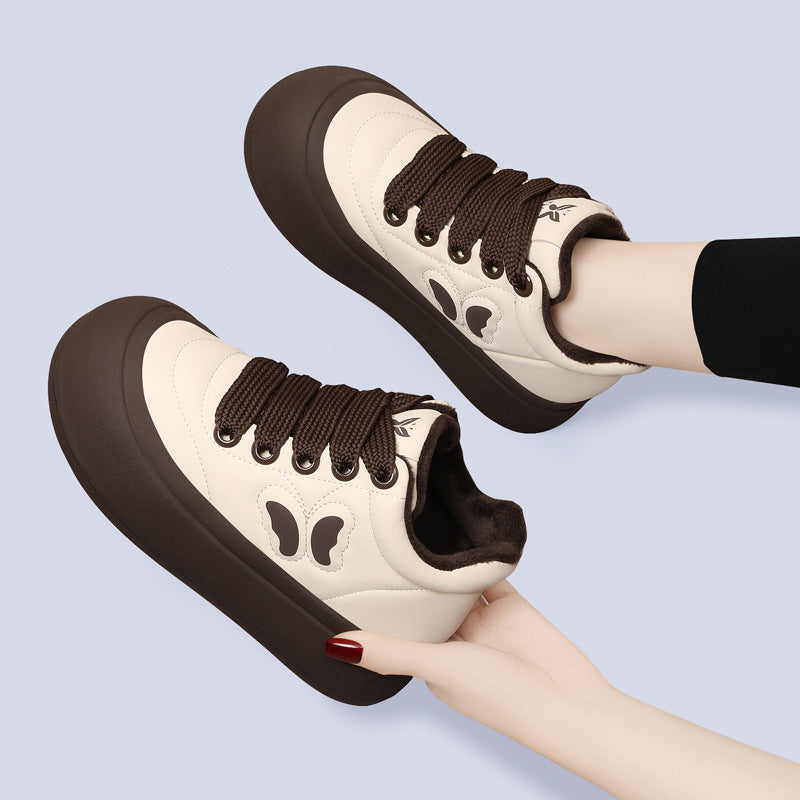 Women's Silk Rabbit Bread Winter Fleece-lined Fashion Sneakers