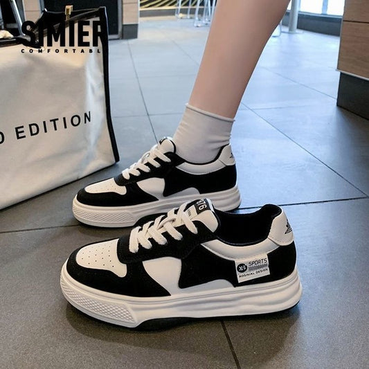 Women's Spring Thick-soled Female White Running Board Casual Shoes