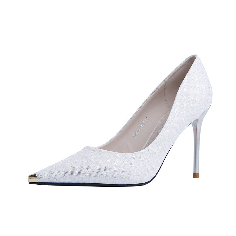 Women's Black High Metal Toe Cap Stiletto Women's Shoes