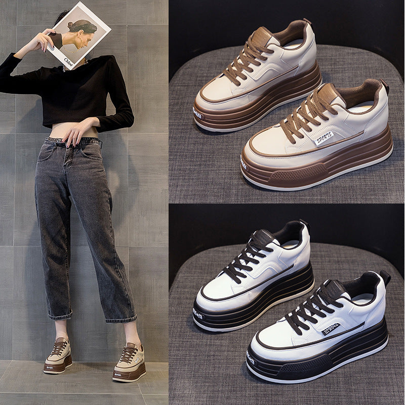 Women's Korean Style Thick Bottom Hidden White Wedge Women's Sports Shoes