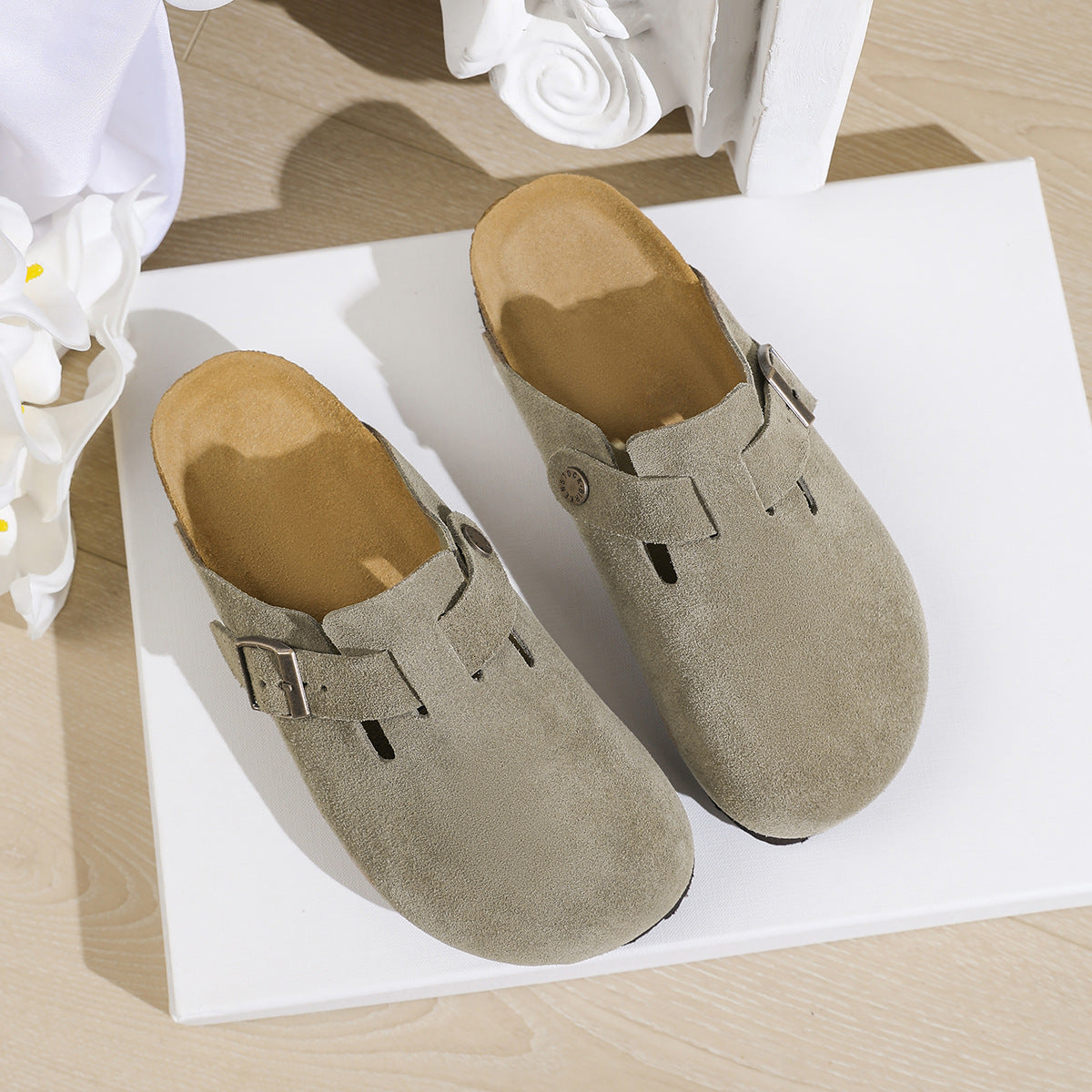 Women's & Men's Real Cork Full Cowhide Genuine Platform Slippers
