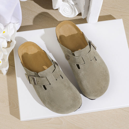 Women's & Men's Real Cork Full Cowhide Genuine Platform Slippers