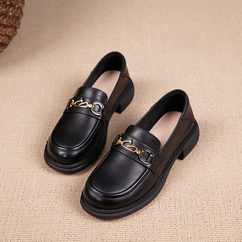 Women's First Layer Cowhide One Pedal British Style Loafers