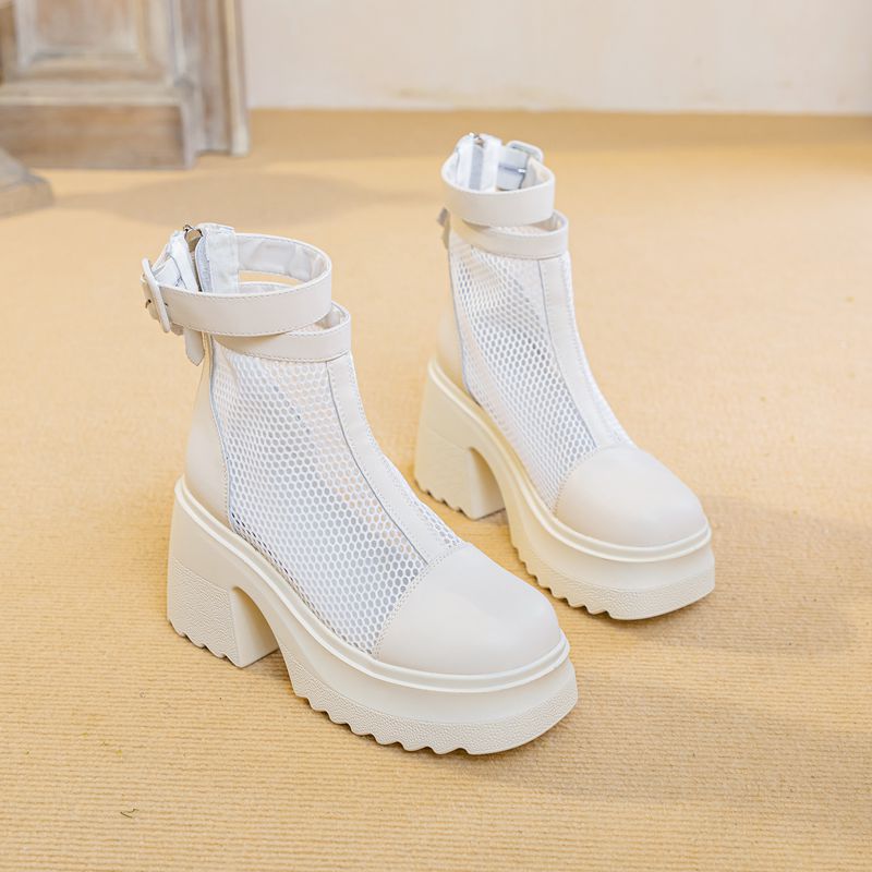 Women's Mesh Hollow Martin Summer Thin Breathable Hidden Heels