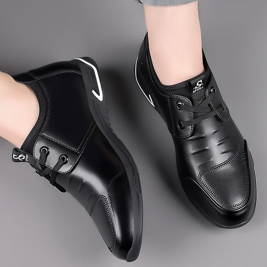 Men's Korean Fashion Soft Bottom Increase Cowhide Leather Shoes