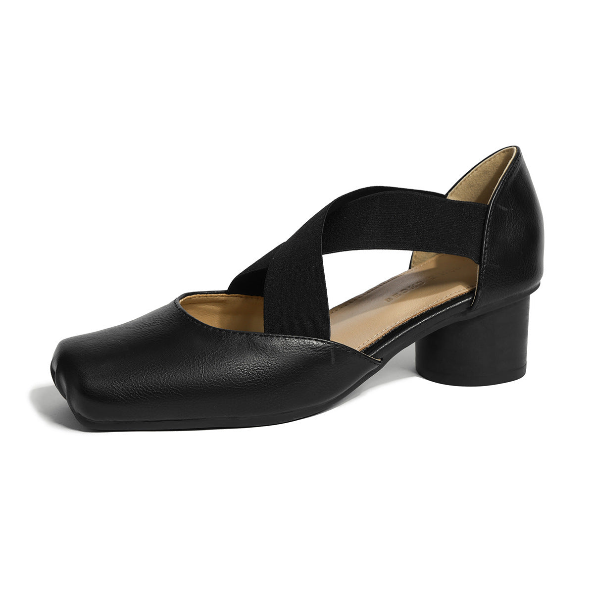 Cross Strap Square Head Chunky High Pig Nose Women's Shoes