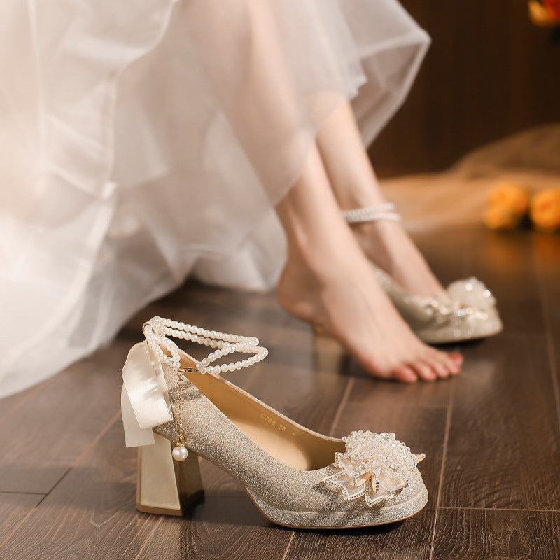 Women's Platform High Chinese Cheongsam Wedding Dress Two Women's Shoes
