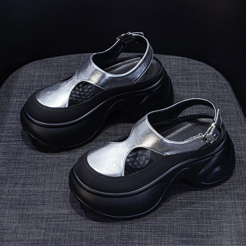 Women's Small Thick Bottom Toe Cap Roman Sandals
