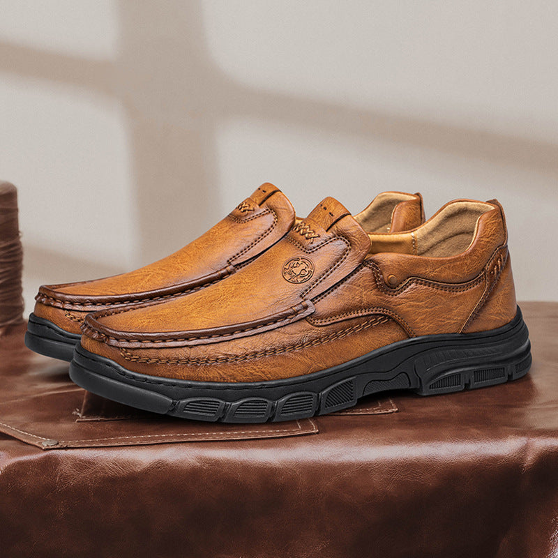 Men's Plus Size Platform Outdoor Leisure Men's Casual Leather Shoes