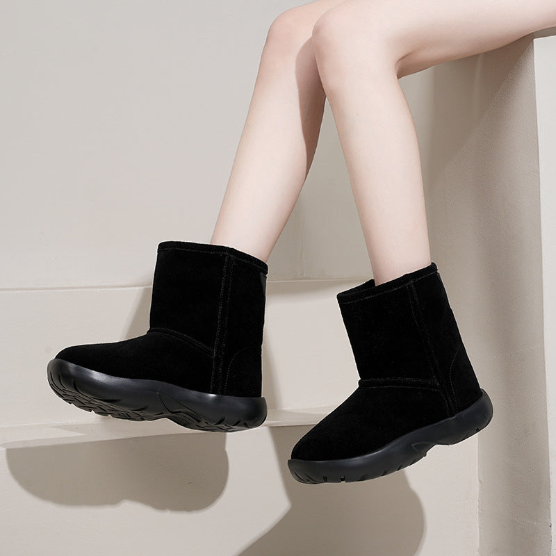 Women's Fleece-lined Brushed Veet Korean Style Fashion Snow Boots
