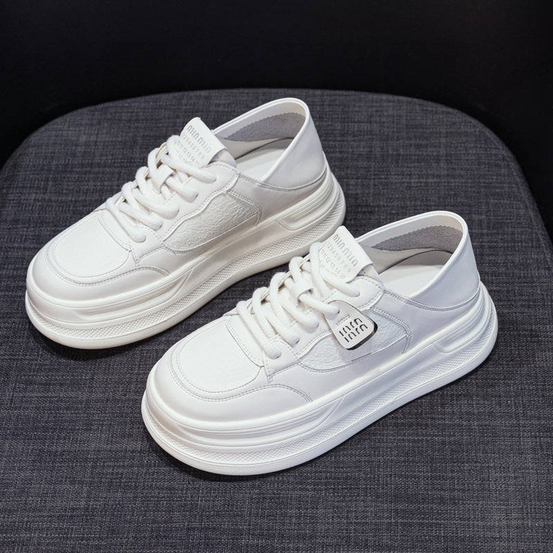 Women's White Spring Thick-soled Two-way Wear Breathable Women's Casual Shoes