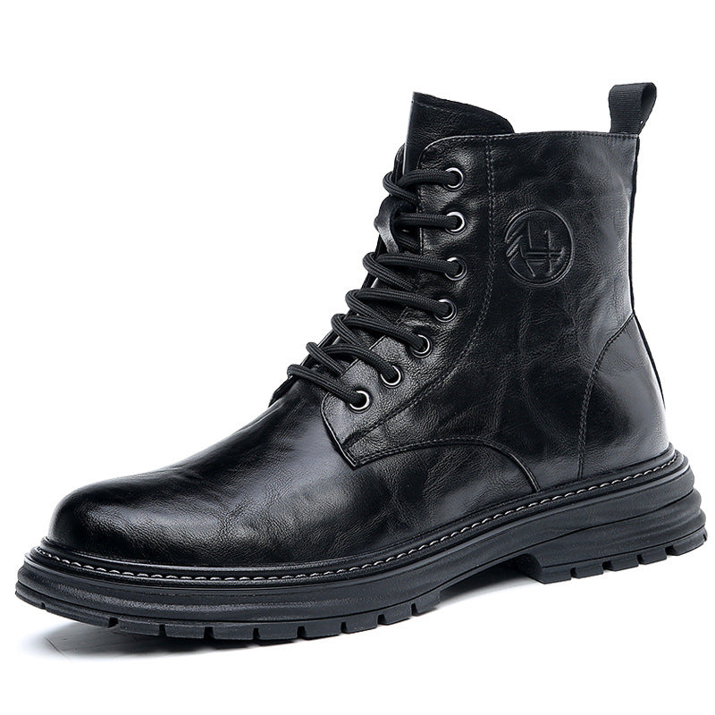 Men's Fashionable Genuine Platform Worker Retro British Boots