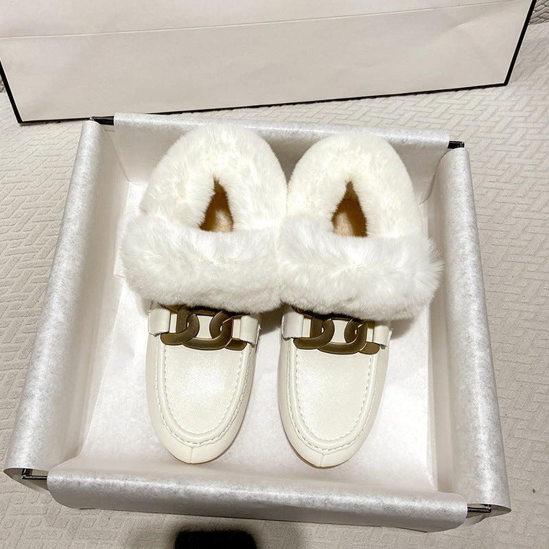 Women's Fur Winter Fleece-lined Rabbit Thermal Cotton Snow Boots