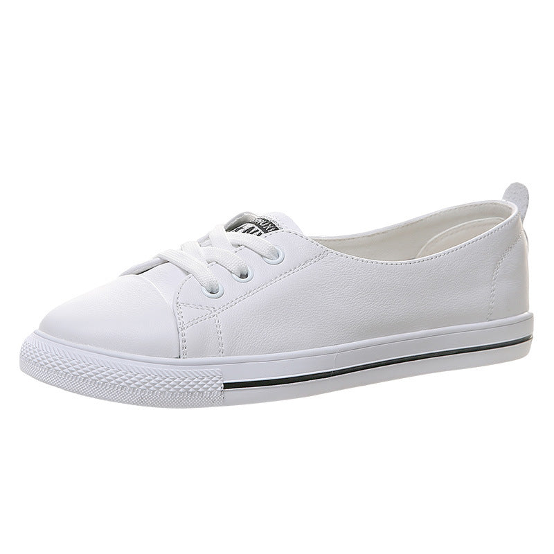 Women's Layer Cowhide Comfortable Versatile White Western Style Spring Four Tide Women's Casual Shoes