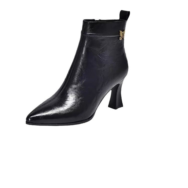 Women's Genuine Fashion Pointed Toe Hand Grip Pattern Heels