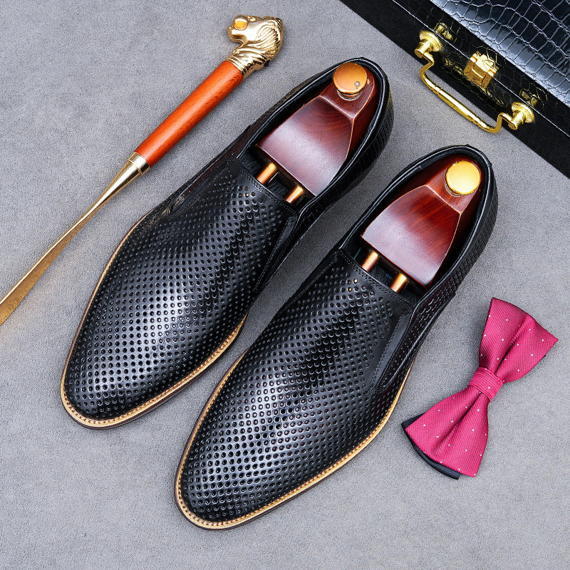 Men's Summer Hollow Business Genuine Comfortable Soft Leather Shoes