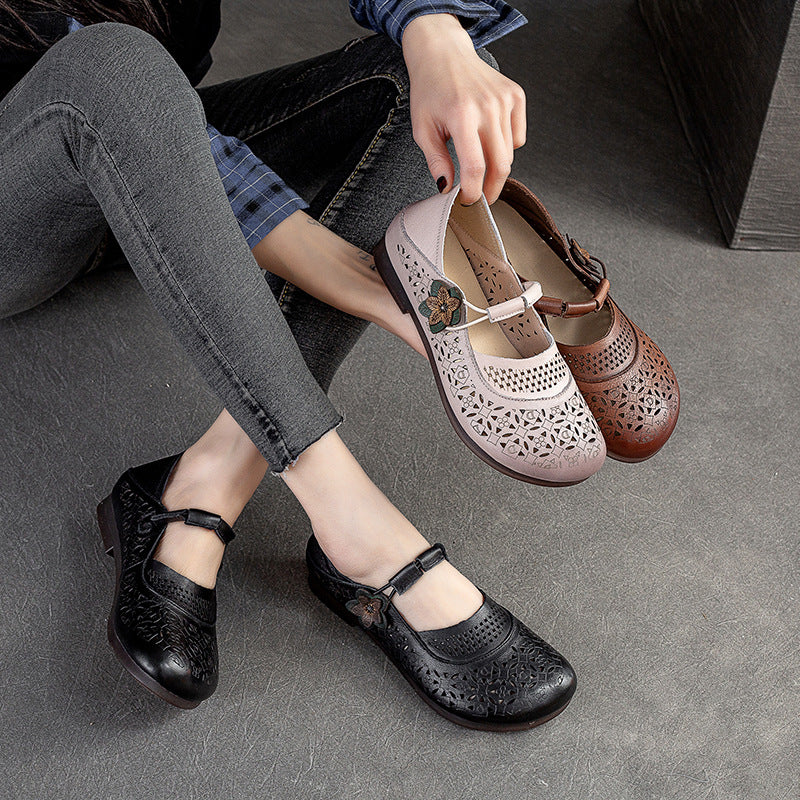 Toe Flat Bottom Mom Beef Tendon Sandals