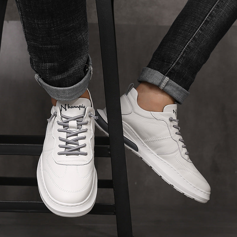 Men's Durable Versatile White Autumn Tide Leather Shoes